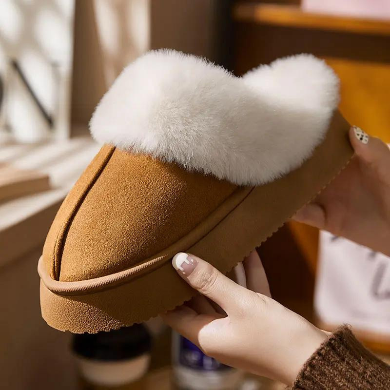 Indoor Warm Anti-slip Thick Sole Deodorant Couple Cotton Slippers foto 2