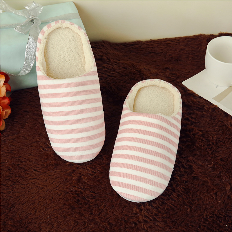 Softsoled Ultrasoft Velvet Cotton Slippers Striped Indoor Floor And Home Cotton Slippers foto 2
