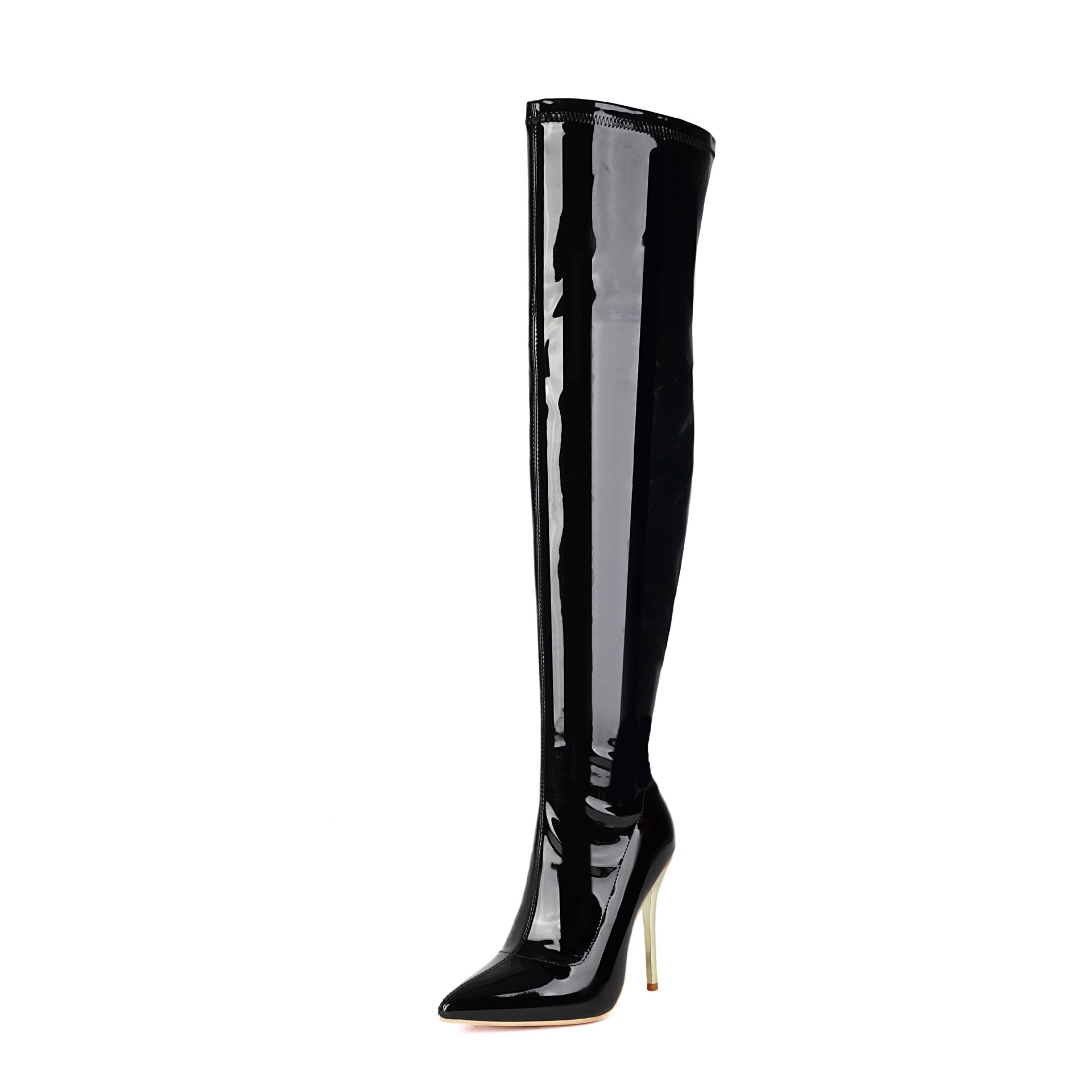 European And American-style Patent Leather Over-the-knee High Heels foto 5