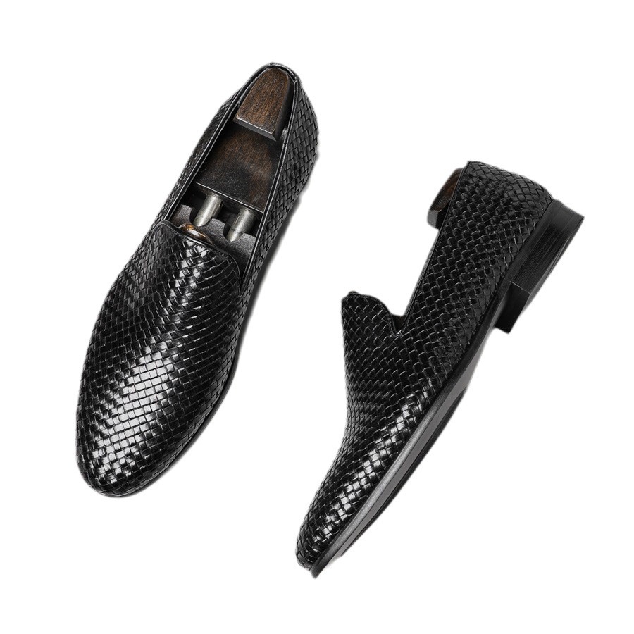 Cowhide Woven Men's Slip-on Business Men's Shoes foto 2