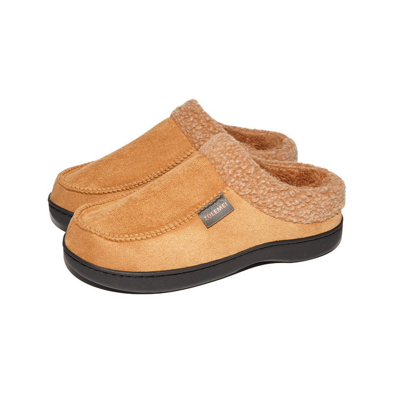 Household Winter Men's Warm Plush Fleece-Lined Thickened Non-slip Cotton Slippers foto 2