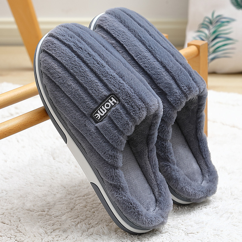 Home Cotton Slippers Women's Winter Plus Size Striped Plush Indoor foto 2