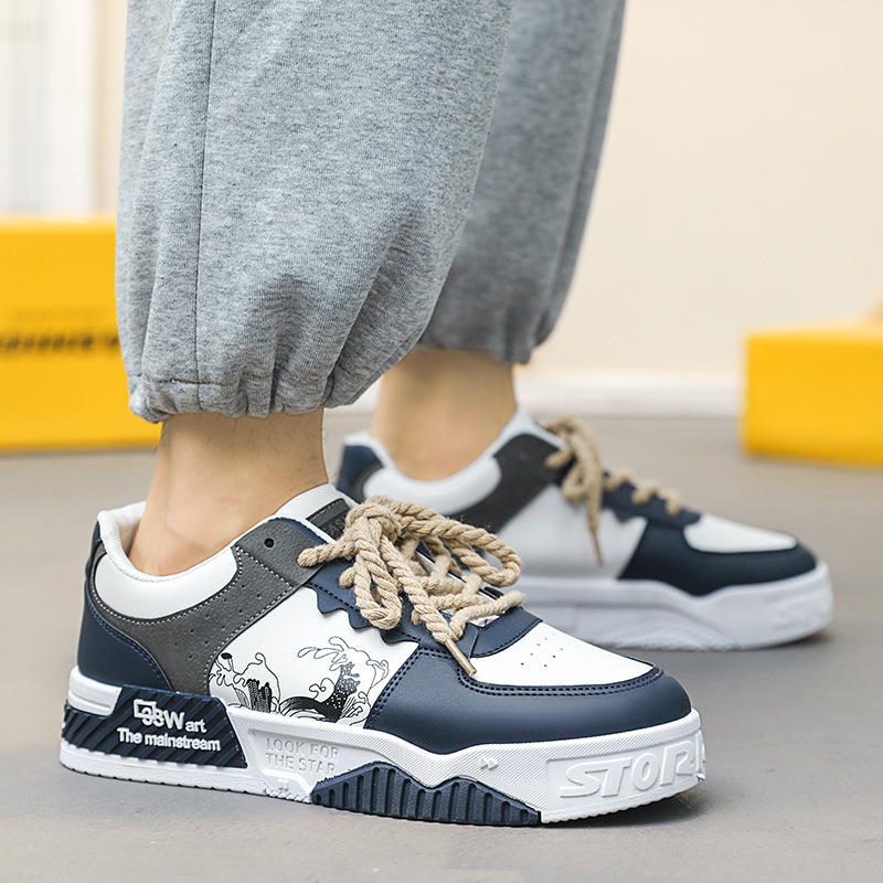 Leather Casual Sports Fashionable Platform Height Increasing Youth Trendy Men's Shoes foto 2