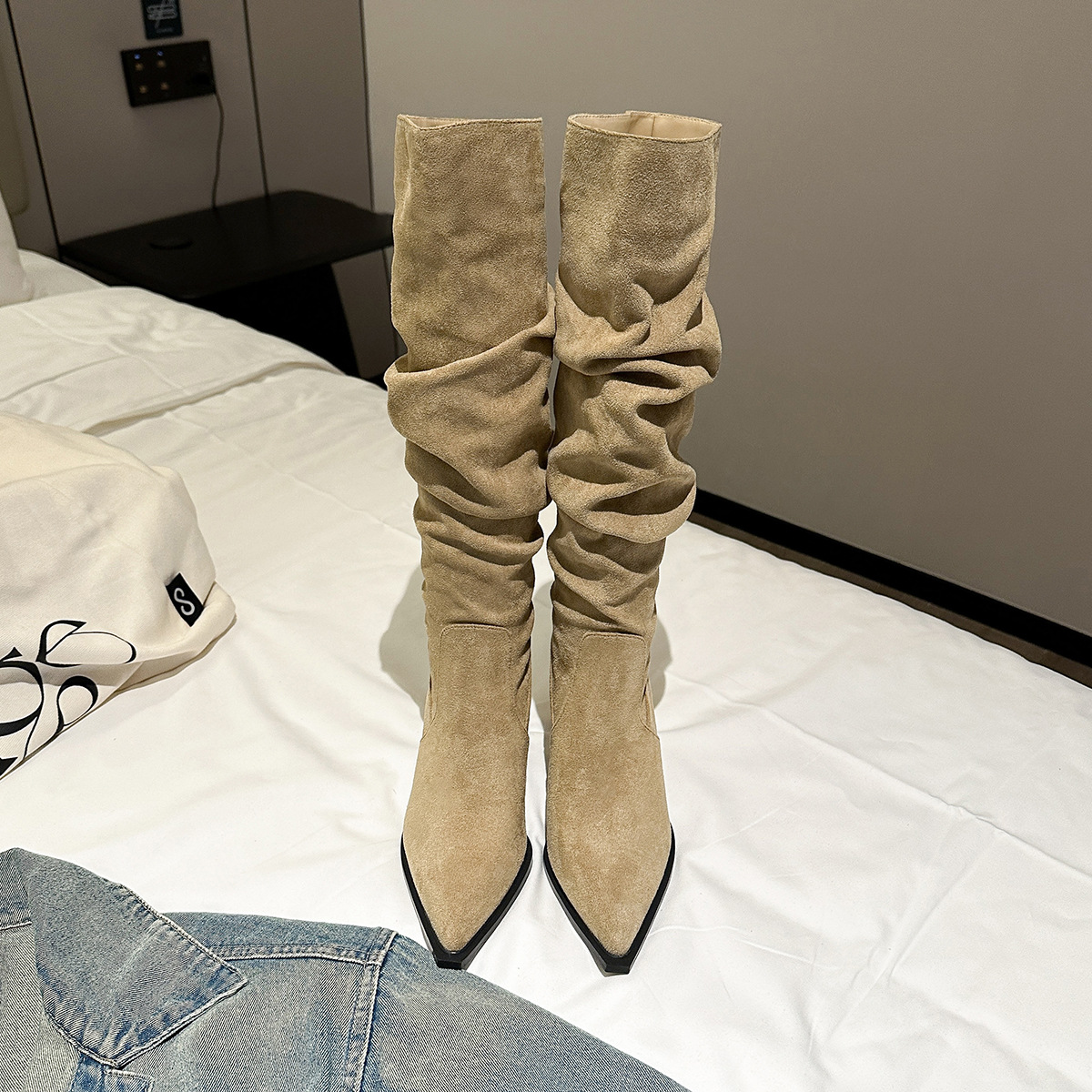 Pointed Toe Skinny Boots Below The Knee Boots foto 4