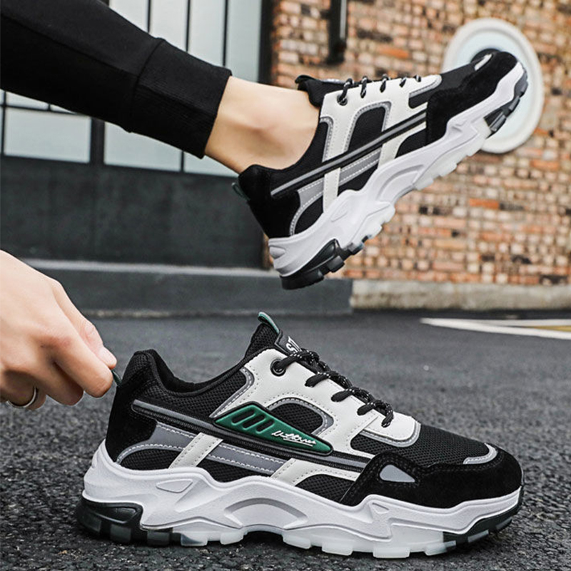 Black White Lace-up Sneakers Men Outdoor Breathable Csual Mesh Shoes Lightweight Running Sports Shoes foto 5