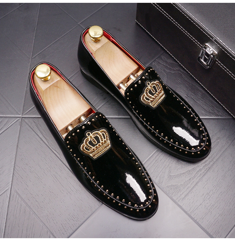 Trendy Retro Bright Leather Slip-on Increased By Men's Pointed Leather Shoes foto 2