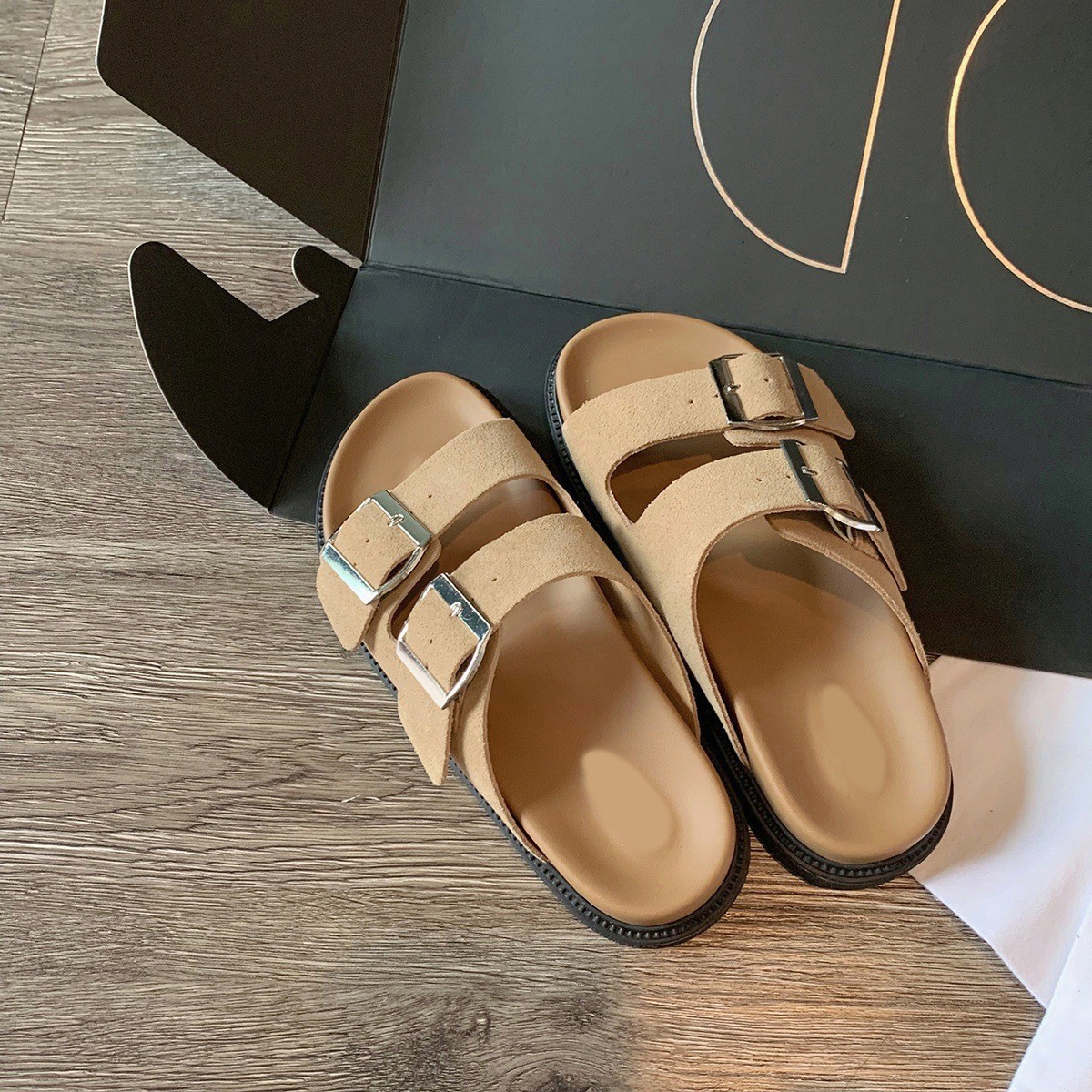 Casual Women's Summer Wear Birkenstock Shoes Belt Buckle Half Slippers foto 5