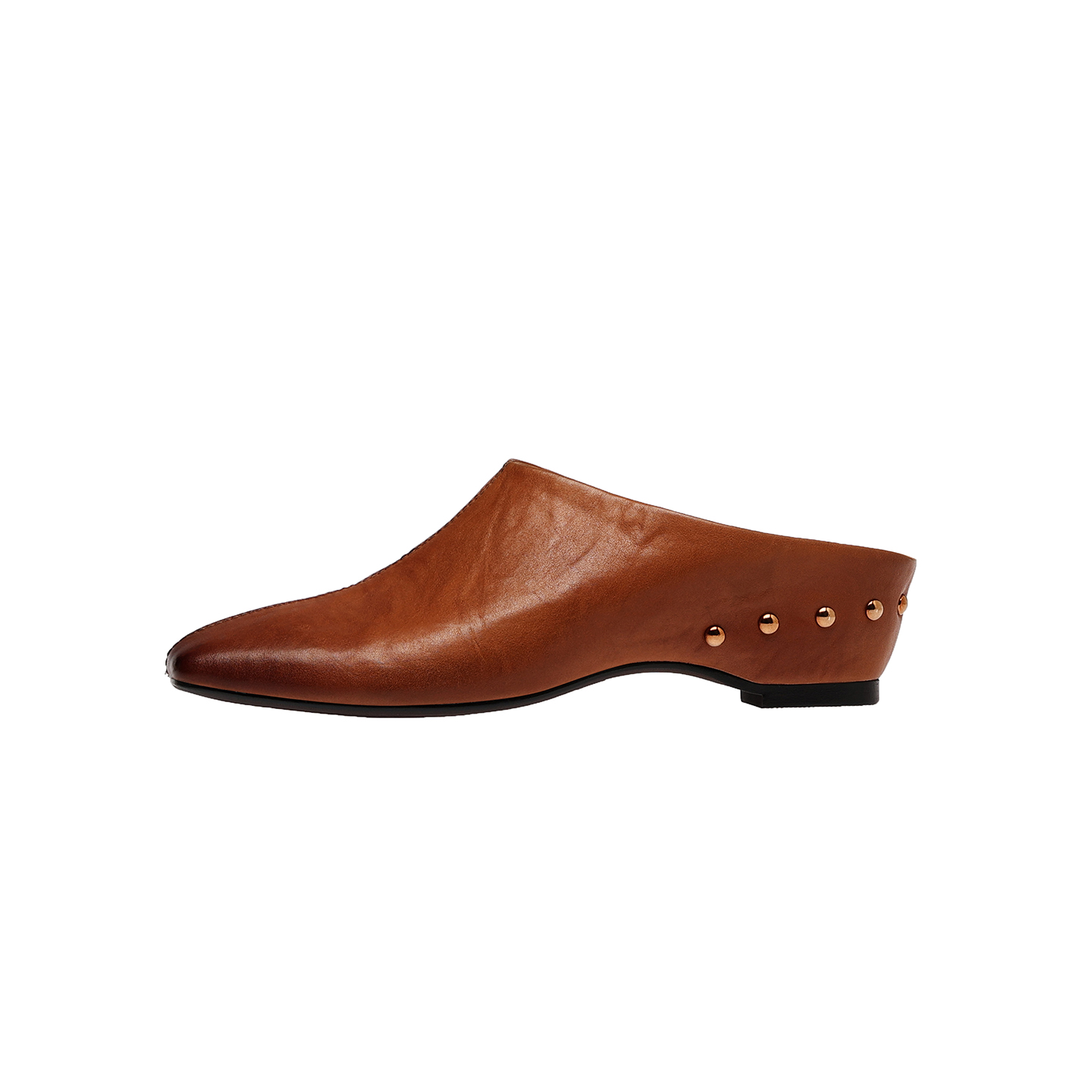 Women's Handmade Washed Cow Leather Mules, Square-Toe Rivet Flat Slides In Premium Full-Grain Leather foto 3
