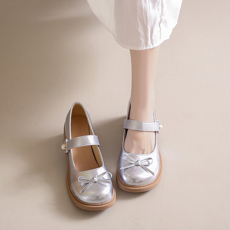 Round Head Bow Style Shallow Mouth All-match Women's Thin Shoes foto 4