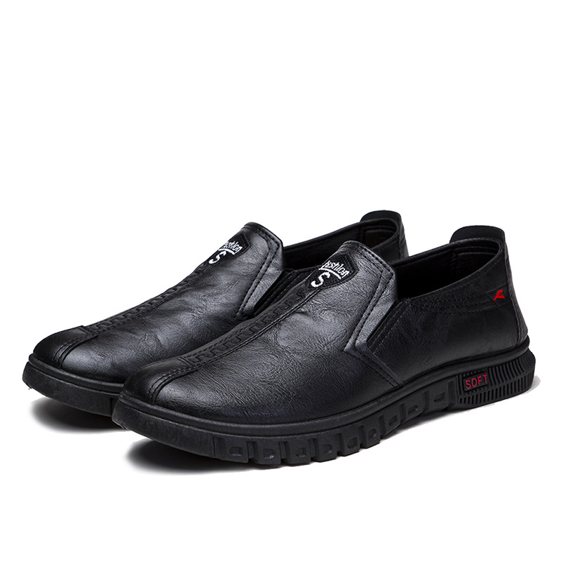 Black Chef Non-slip Waterproof Work Shoes Soft Bottom And Wear Resistance Casual Leather Shoes Men foto 3
