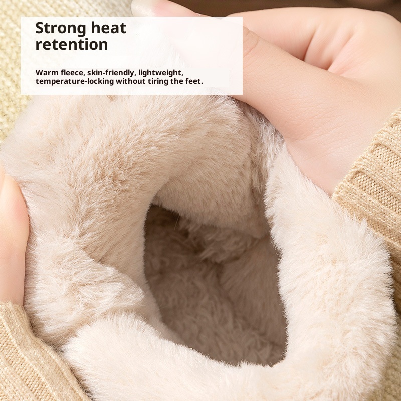 Ankle Wrap Cotton Slippers Women's Indoor Plush Thermal Non-slip Cotton-padded Shoes foto 2