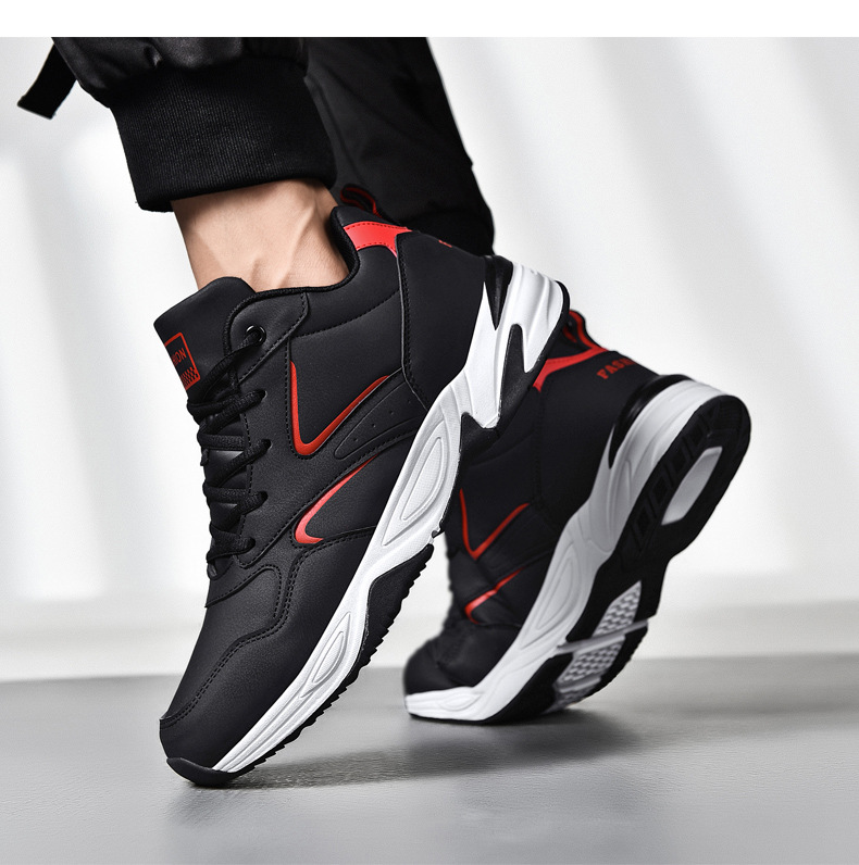 Plus Size Male Leather Waterproof Running Travel Shoes