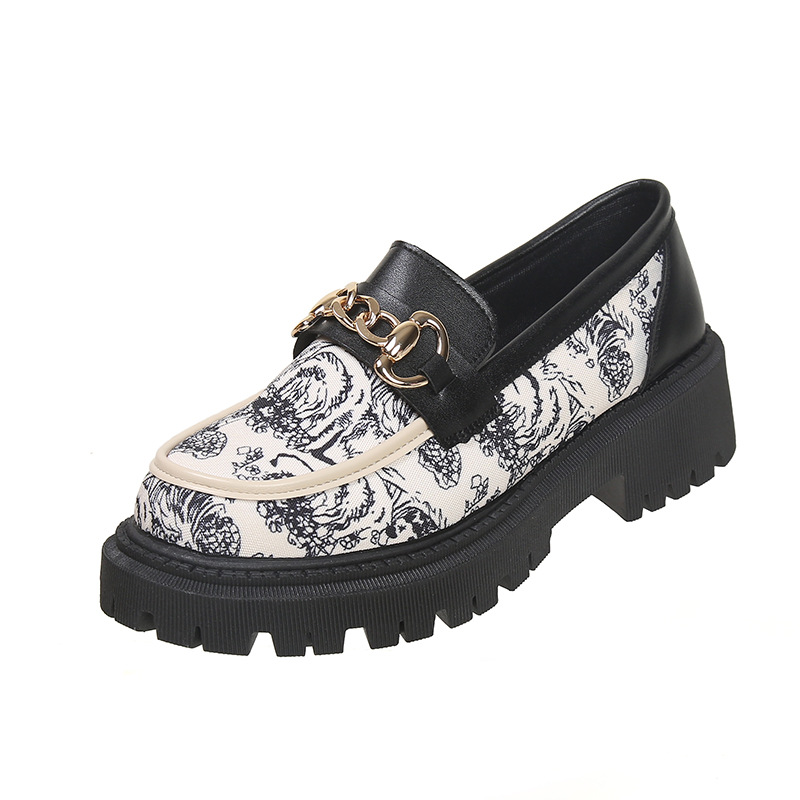 Plus Size National Style Muffin Platform Loafers Female Fashionable Golden Chain foto 3