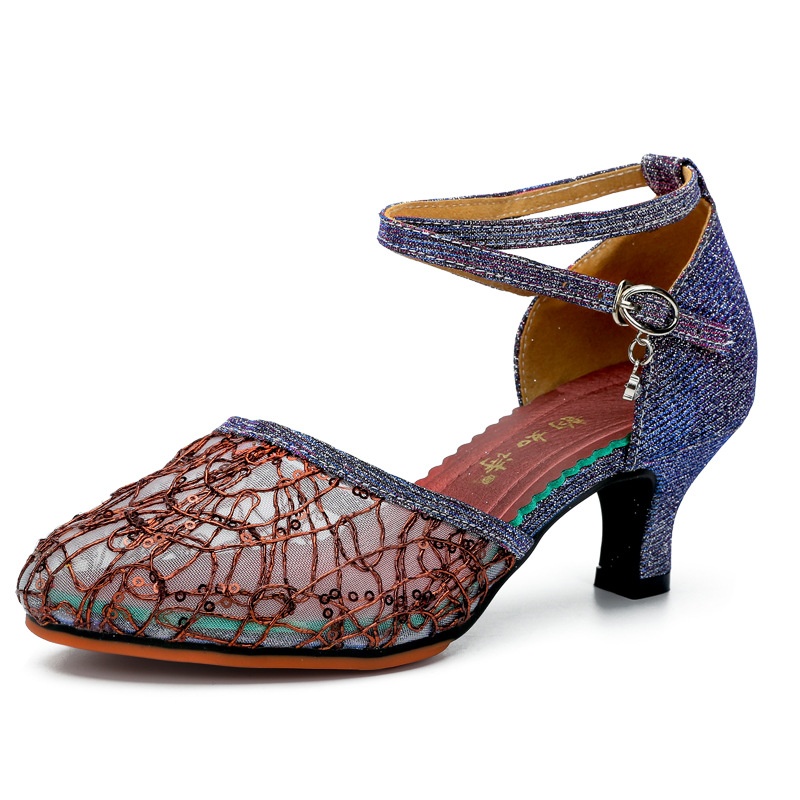 Latin Dance Shoes Female Adult Mid Heel Summer foto 2