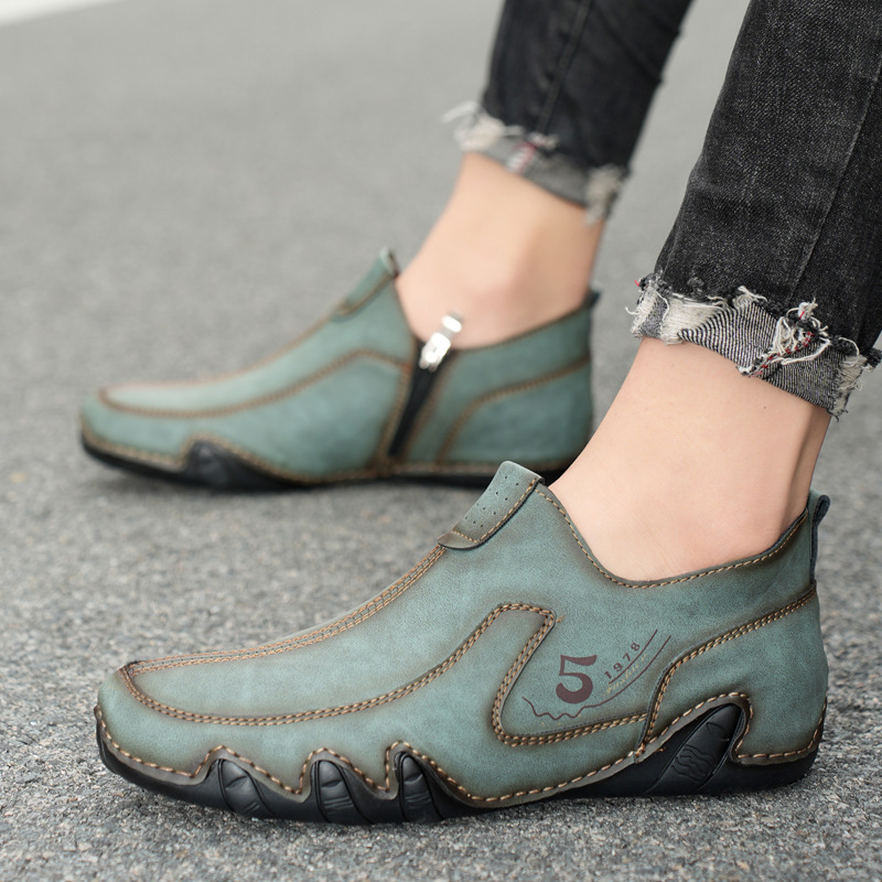 Men's Mid-top Zipper Casual Leather Shoes foto 3