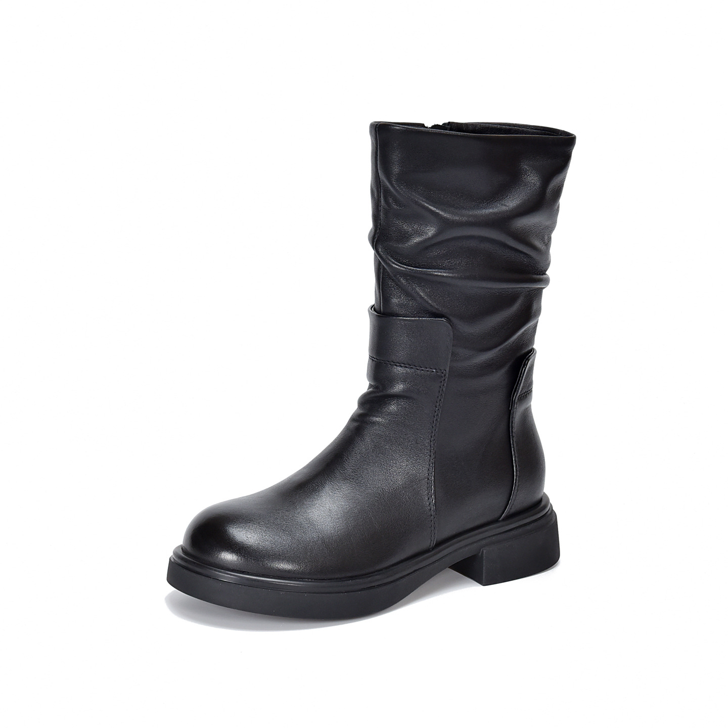 Womens Round-Toe Boots With Genuine Leather Side Zipper foto 5