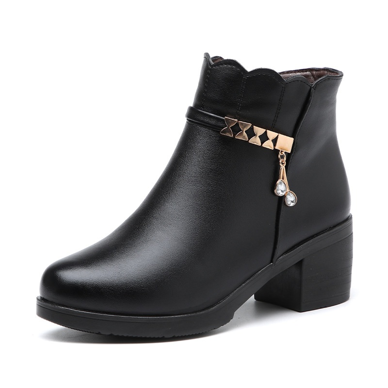 Middle-aged And Elderly Mid-age Warm Short Boots Anti-slip Leather Shoes foto 4