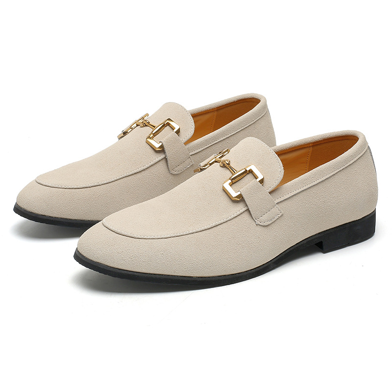 Mens Casual Leather Shoes With Metal Buckles foto 4