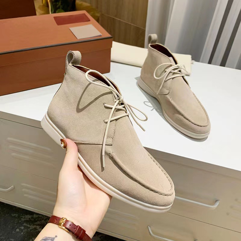 Men's Mid-top Flat Pumps Ankle Boots Lace-up foto 2