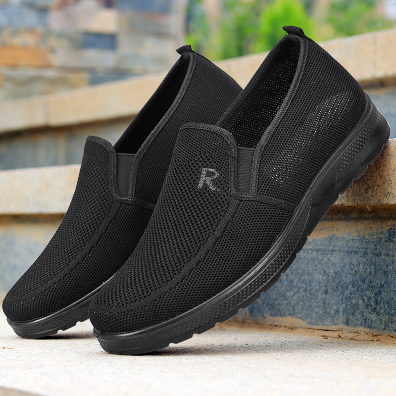 Polyurethane Men's Flying Woven Shoes Slip-on Soft Bottom foto 3