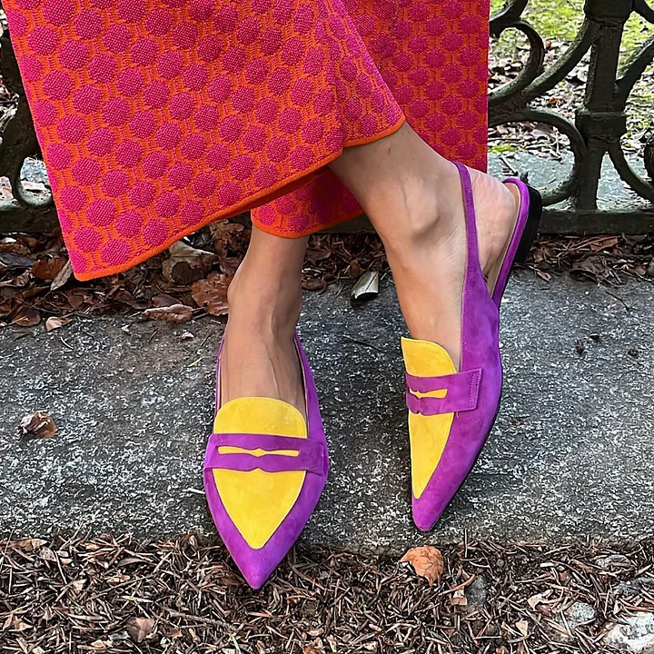 Pumps Pointed Flat Color Low Square Heel Plus Size Women foto 2