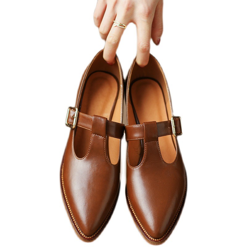 Chunky Heel New Soft Leather British Leather Shoes foto 4