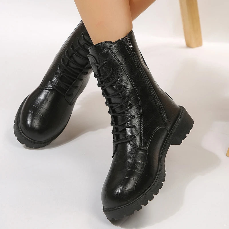 Martin Women's Leather Fashionable Motorcycle Military Boots foto 5