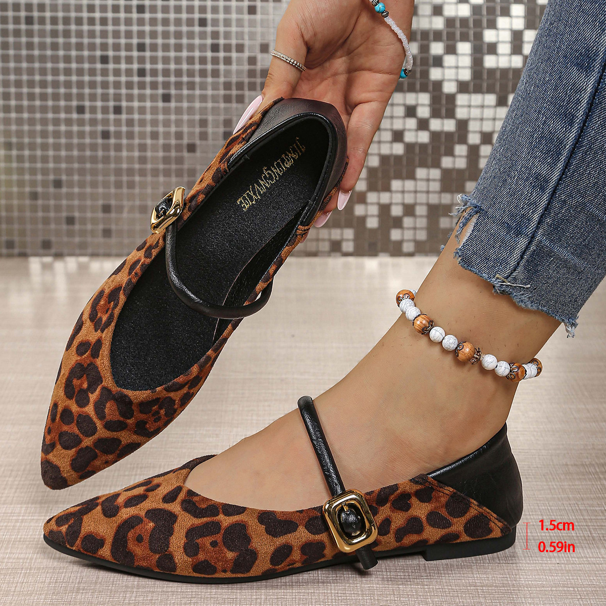 Large Size Flat Bottom Casual Suede Work Shoes Women foto 2