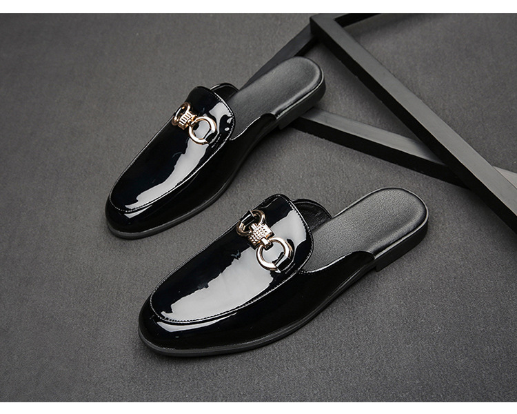 Lazy Leather Slippers Men's Heel-free Slip-on foto 2