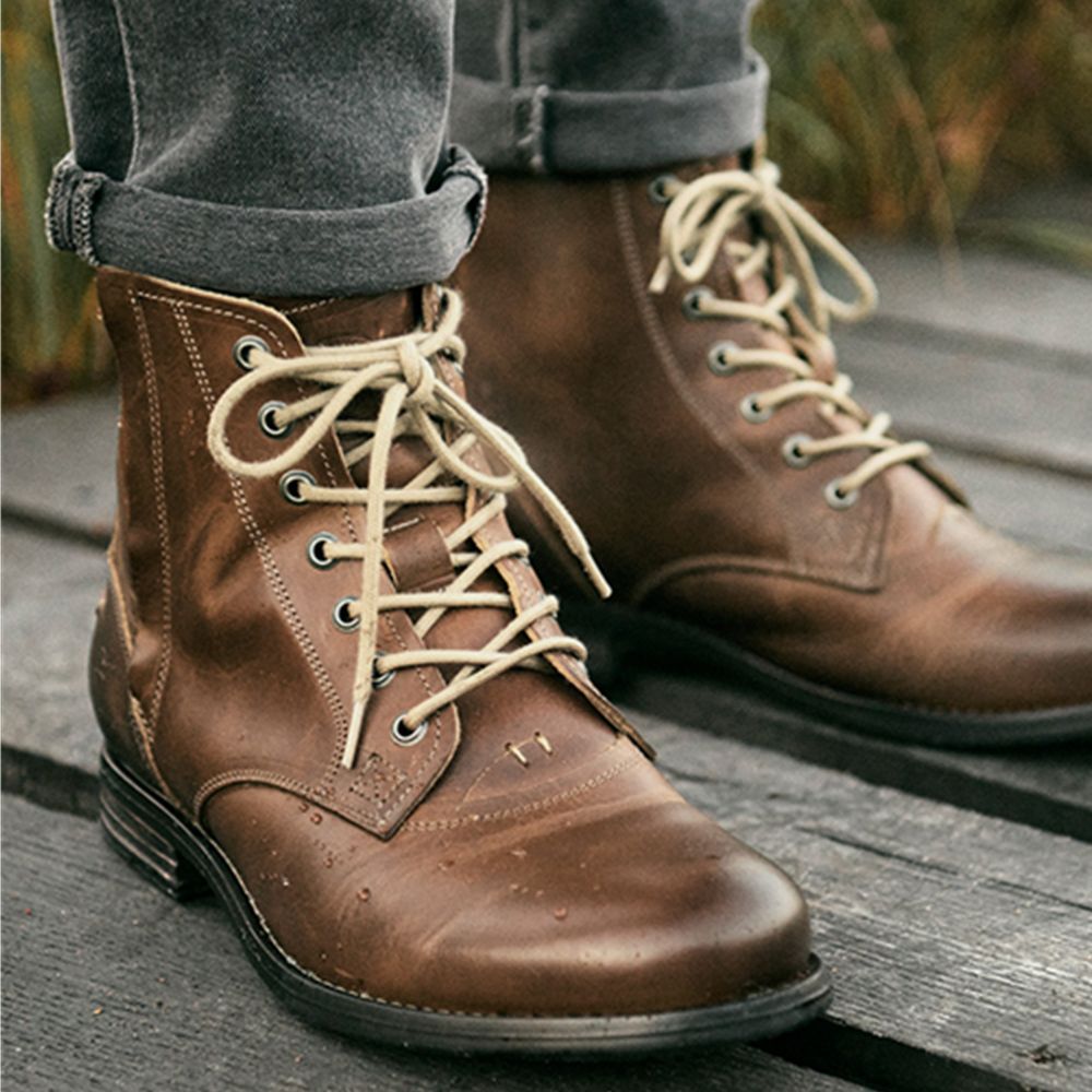 Knight Series Two-tone Side Zipper Leather Boots foto 5
