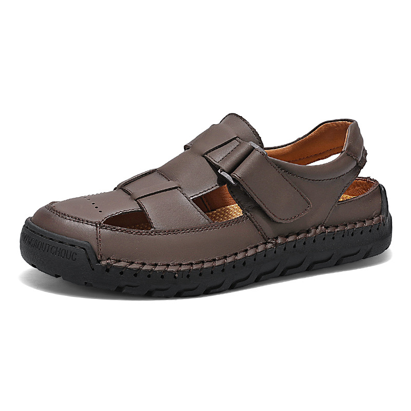 Mens Sandals Summer Full-grain Leather foto 5
