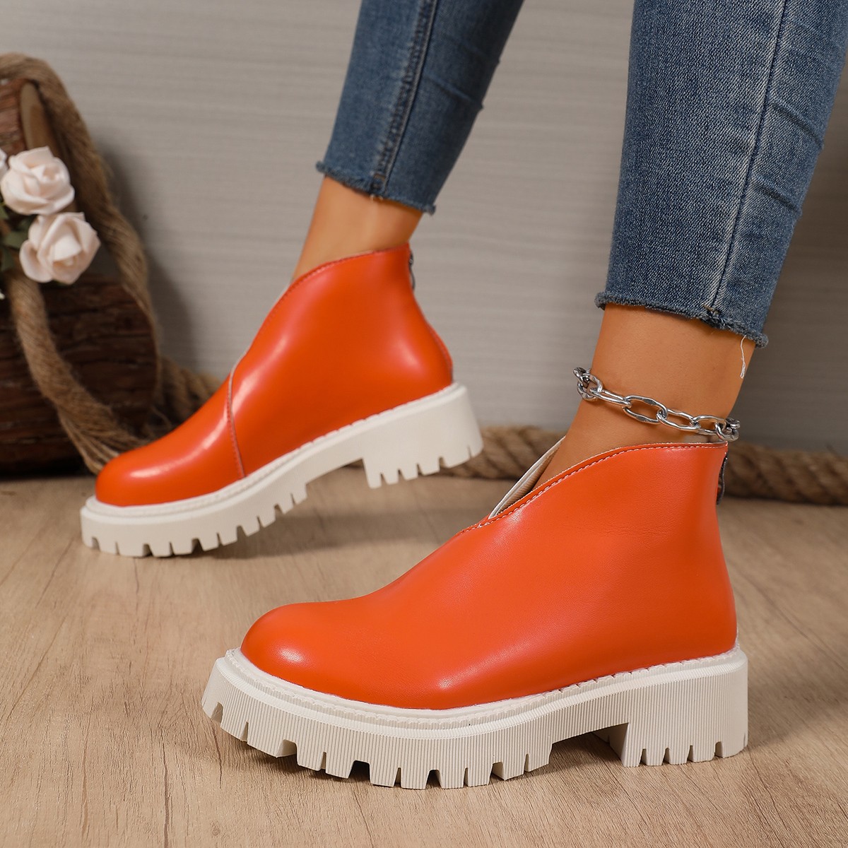 Arrival Women's Plus-size Chunky-heeled High-heeled Ankle Boots