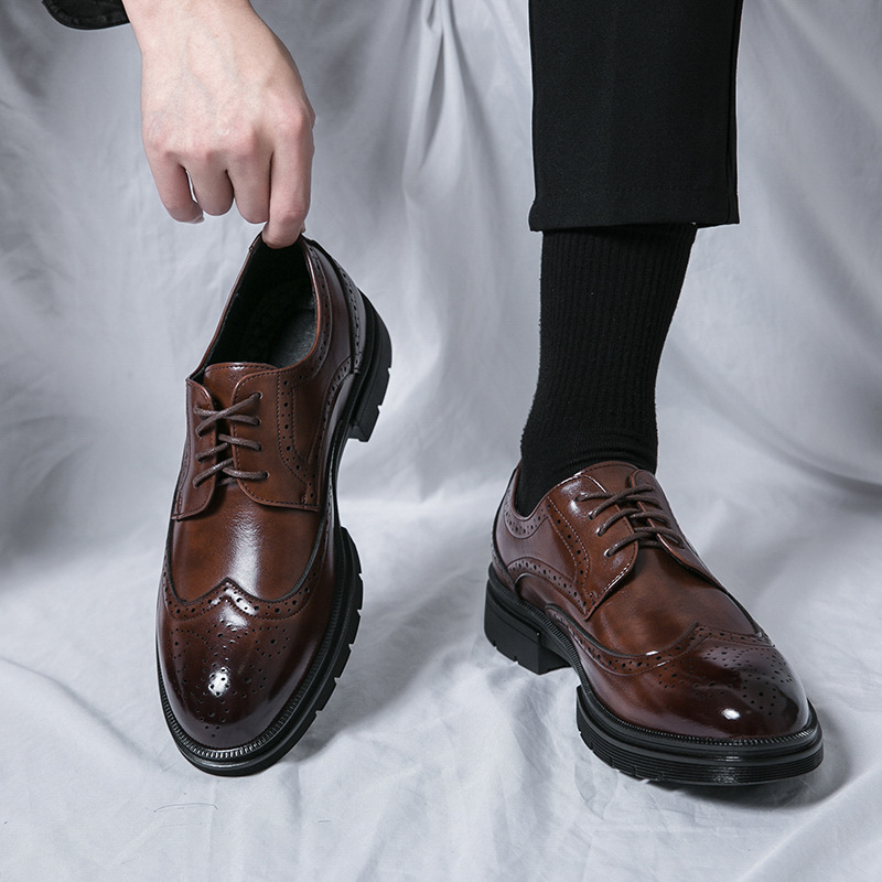 Spring And Autumn Men's Brogue Business Formal Wear Leather Shoes foto 3
