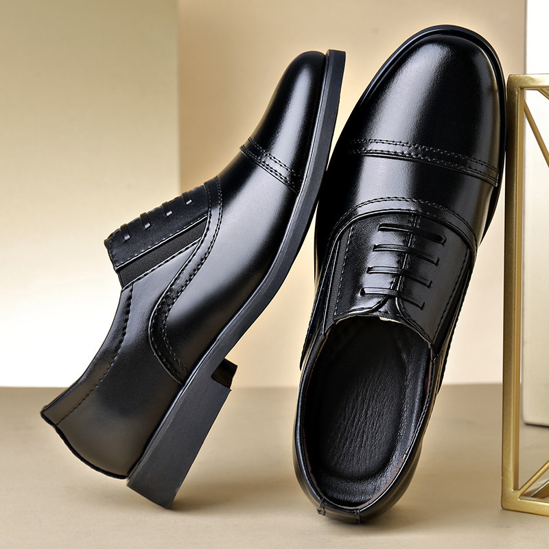 Men's Business Casual Pointed-toe Lace British Formal Wear Leather Shoes Soft Bottom foto 2