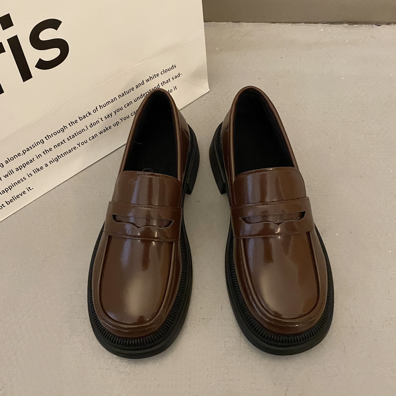 New Vintage Springfall Casual Preppy-style Leather Shoes For Women foto 5