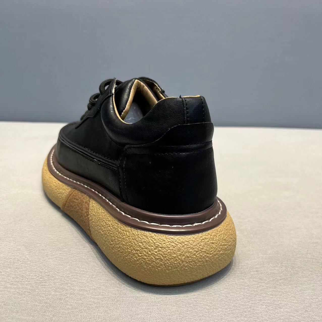 Men's Breathable Leather Shoes Trendy Platform Sports foto 5