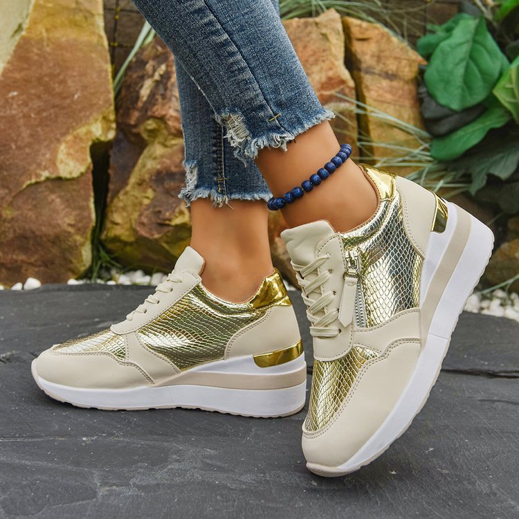 Wedge Soled Height Increasing Casual Sneakers For Women foto 4