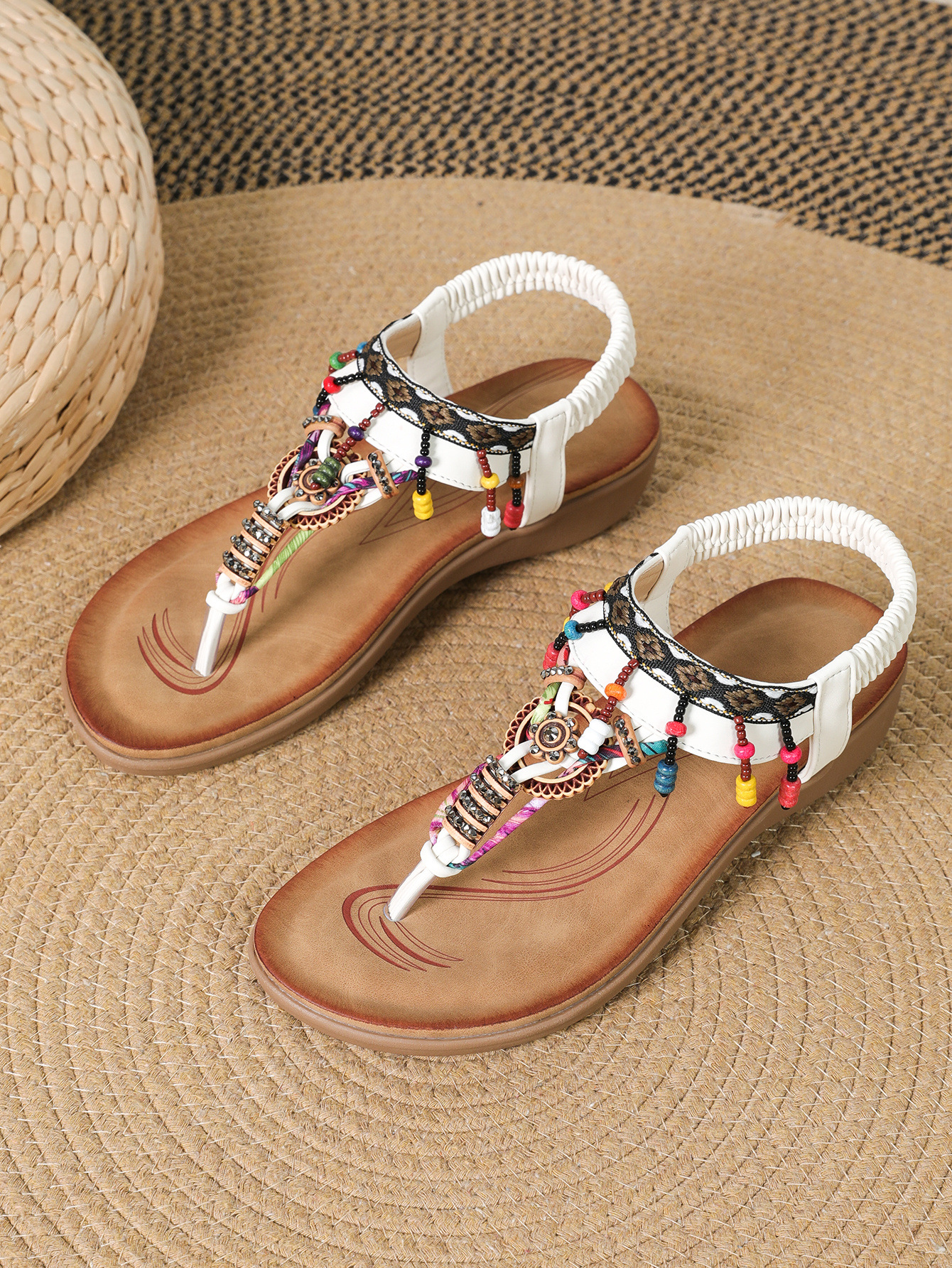 Bohemian Ethnic Style Flat Sandals Pendant Flip-flops foto 2