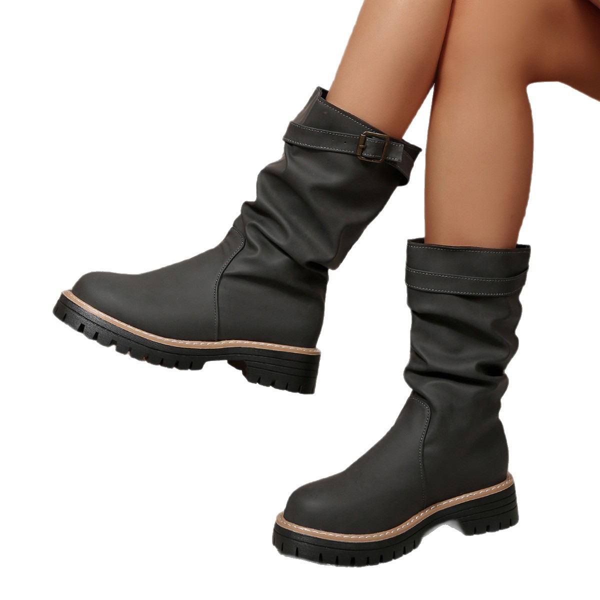 Korean-style Solid-color Fleece-lined Thermal Over-the-knee Boots For Fall And Winter foto 4