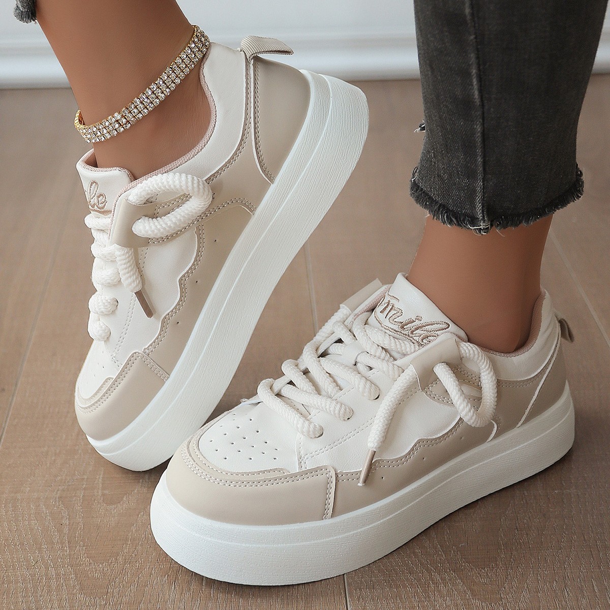 Large Size White Shoes Female Student Platform foto 3