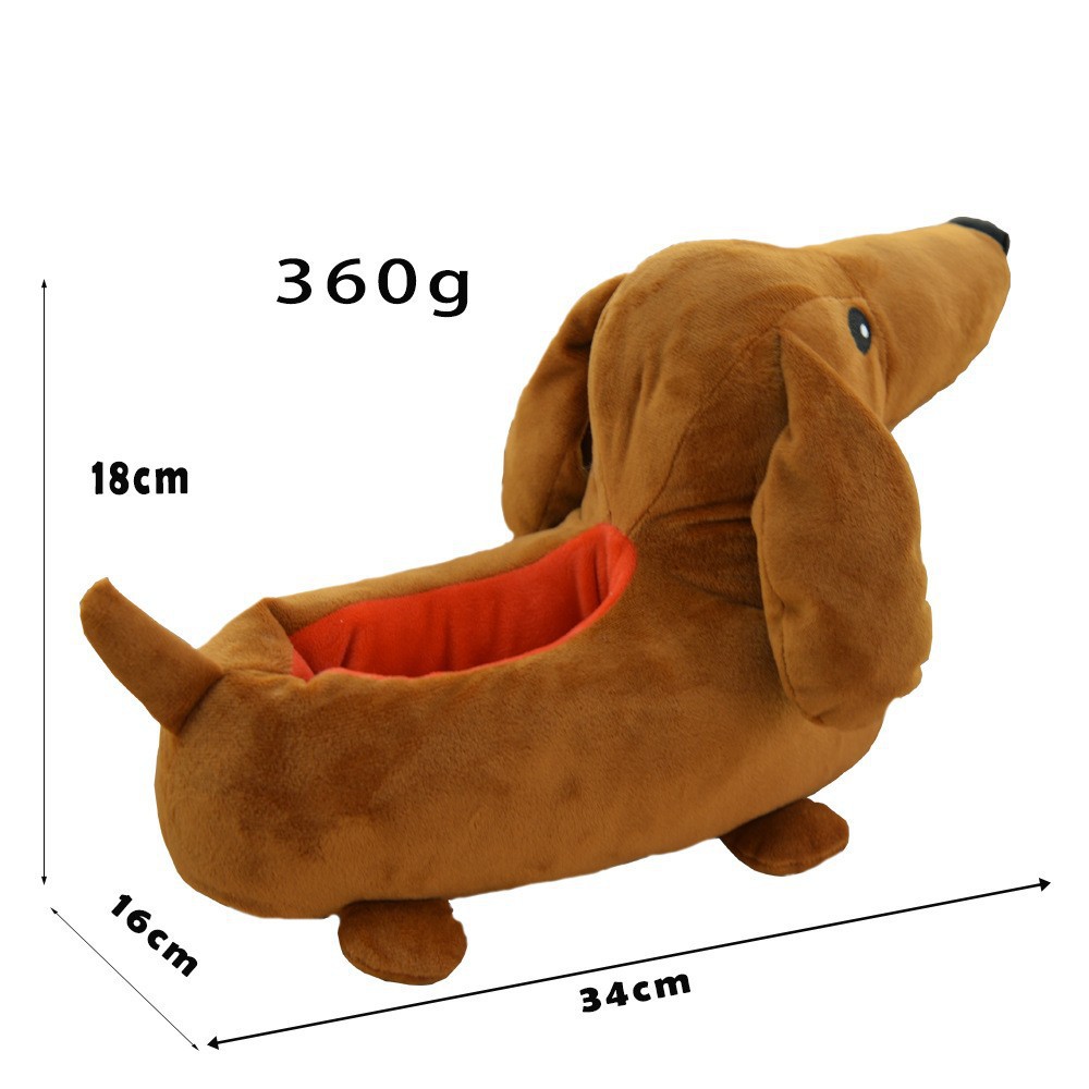 Dachshund Home Bedroom Winter Plush Slippers foto 4