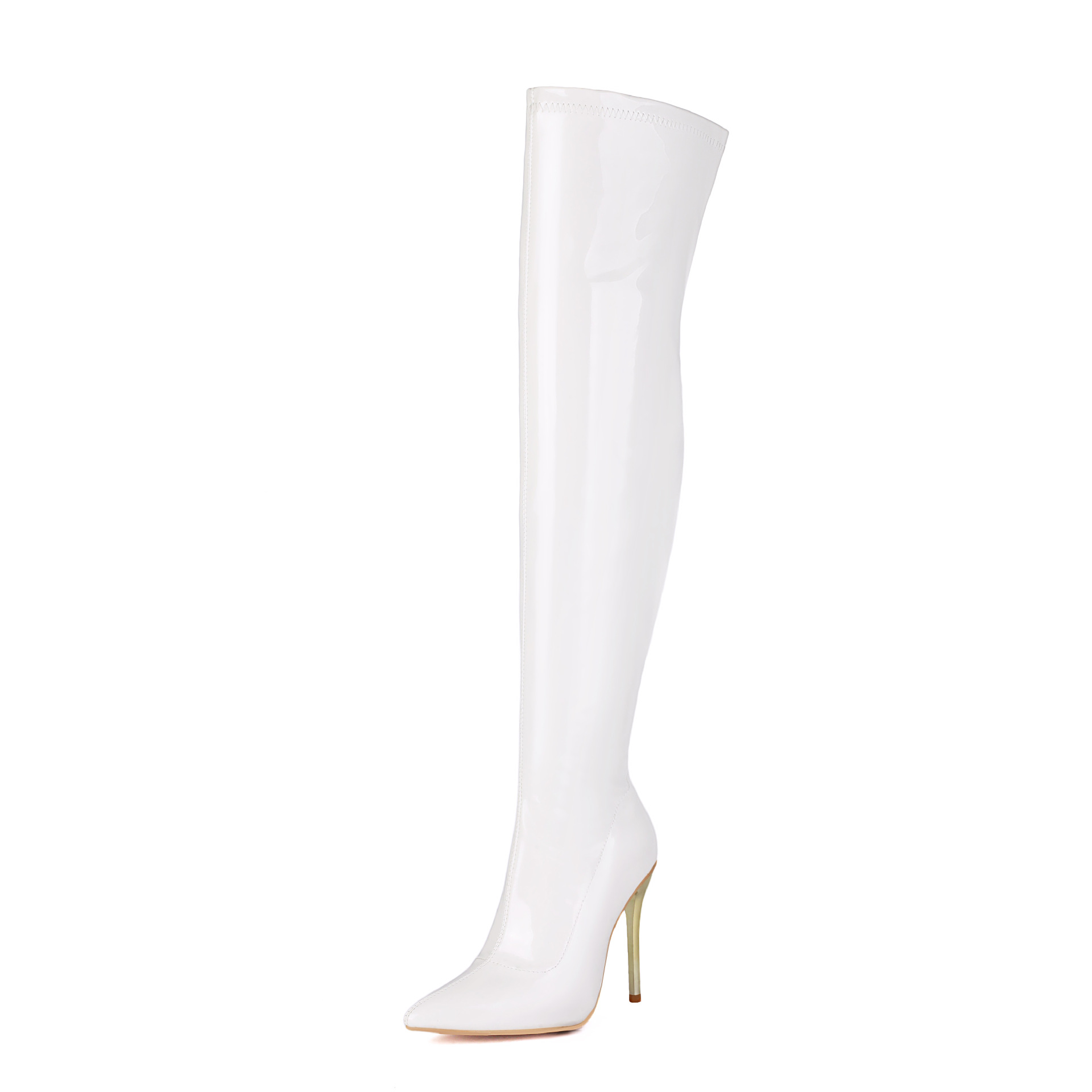 European And American-style Patent Leather Over-the-knee High Heels foto 4