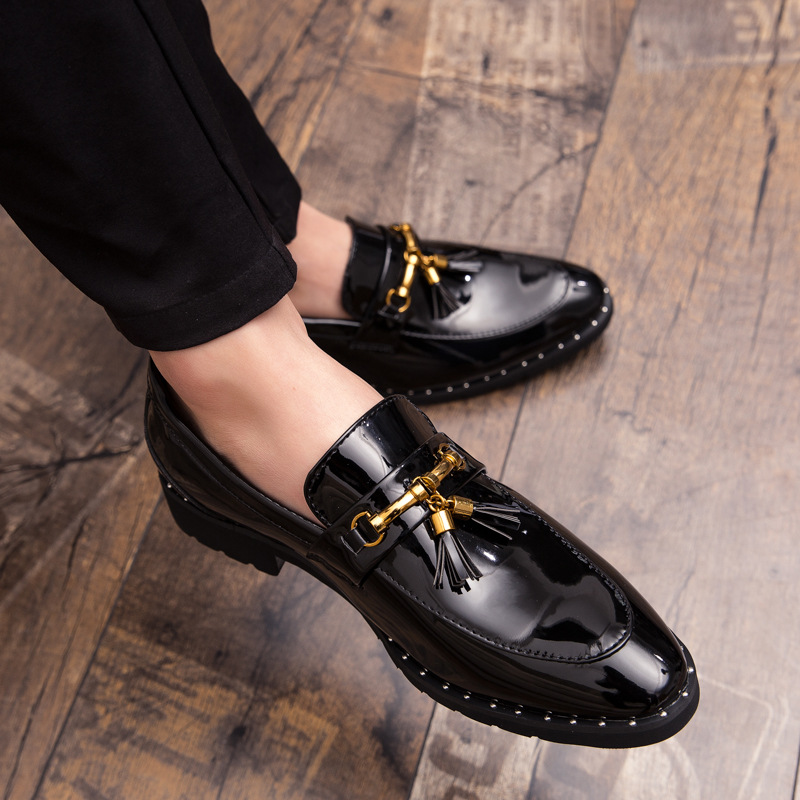 Men's British Pointed Leather Shoes Korean Style foto 3