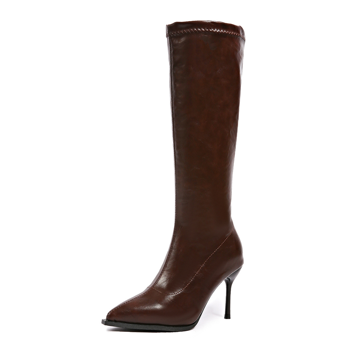 Womens Plus-Size Knight-Style Pointed-Toe Stiletto Boots With Side Zipper foto 3