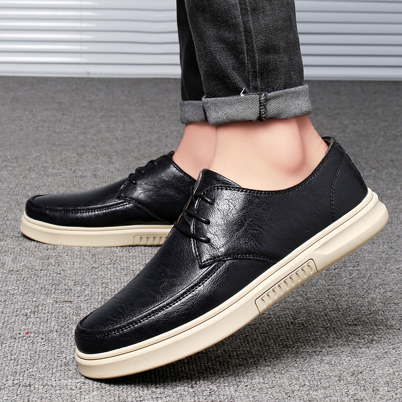 Men's Leather Leather Casual Versatile Single-layer Shoes foto 4