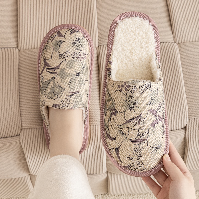 Warm Winter Linen Surface Household Cotton Slippers foto 4