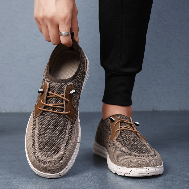 Men's Laceless Canvas Shoes Lightweight Breathable Plus Size Social Casual Men's Shoes