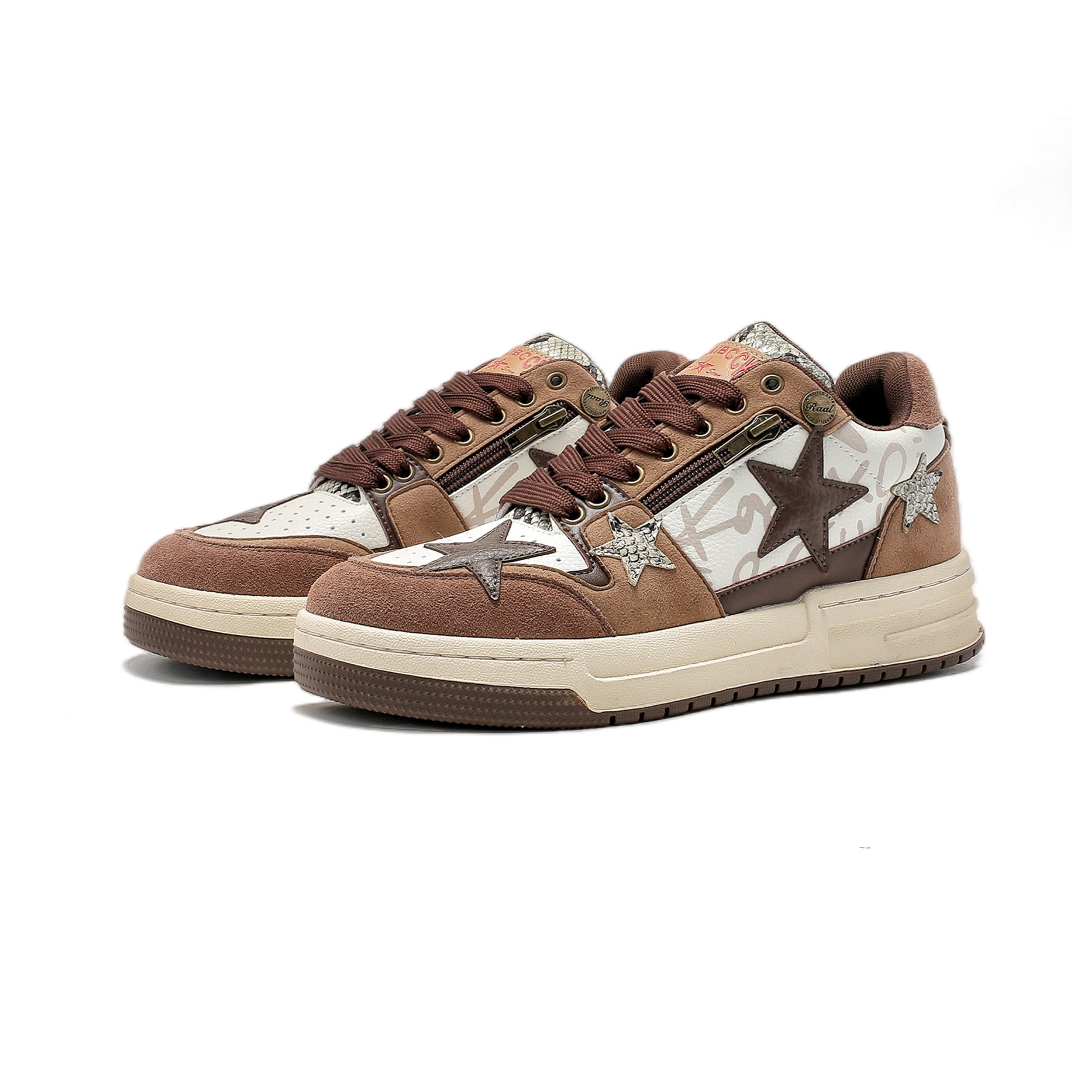 Brown Star Retro Board Shoes For Men foto 3