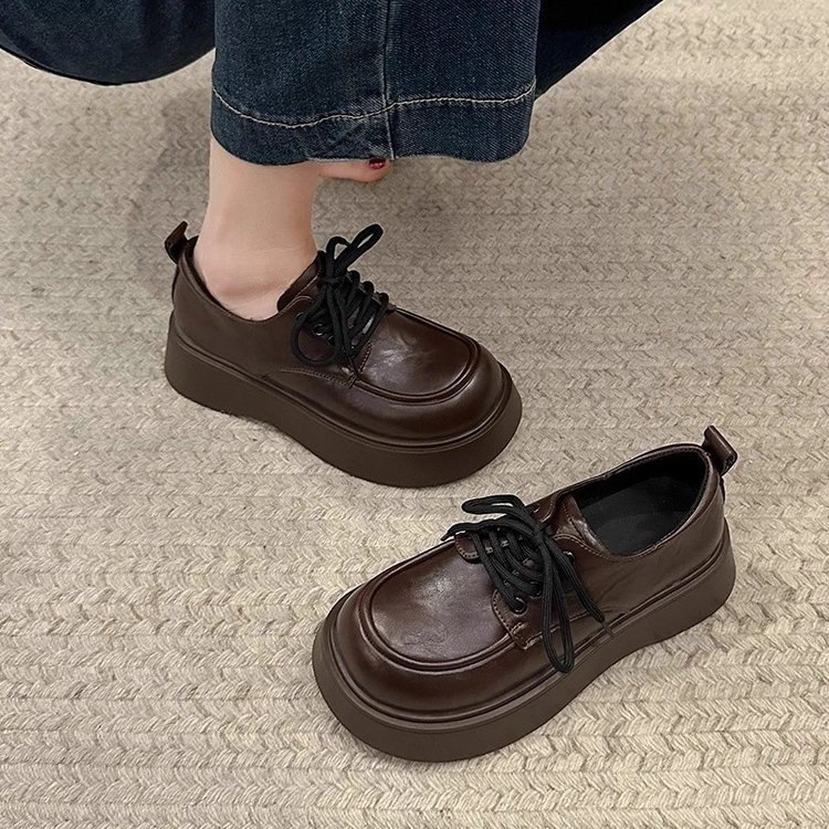 Black Lace-up Leather Shoes Comfortable For Work And Commuting foto 5