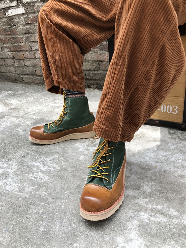 Vintage Genuine Leather Platform Worker Boot Men foto 5